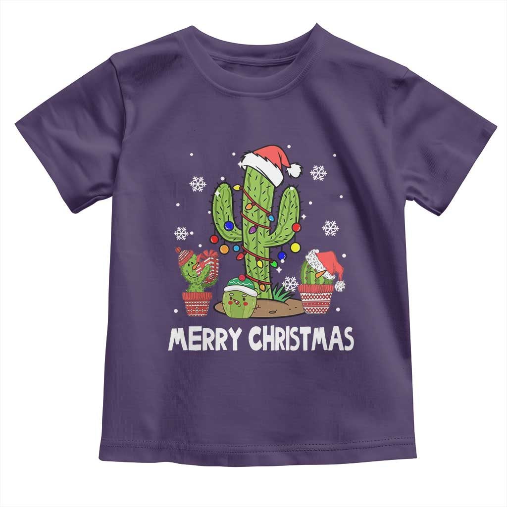 Merry Xmas In Arizona US State Funny Saguaro Cactus Christmas Tree Toddler T Shirt TS02 Purple Print Your Wear