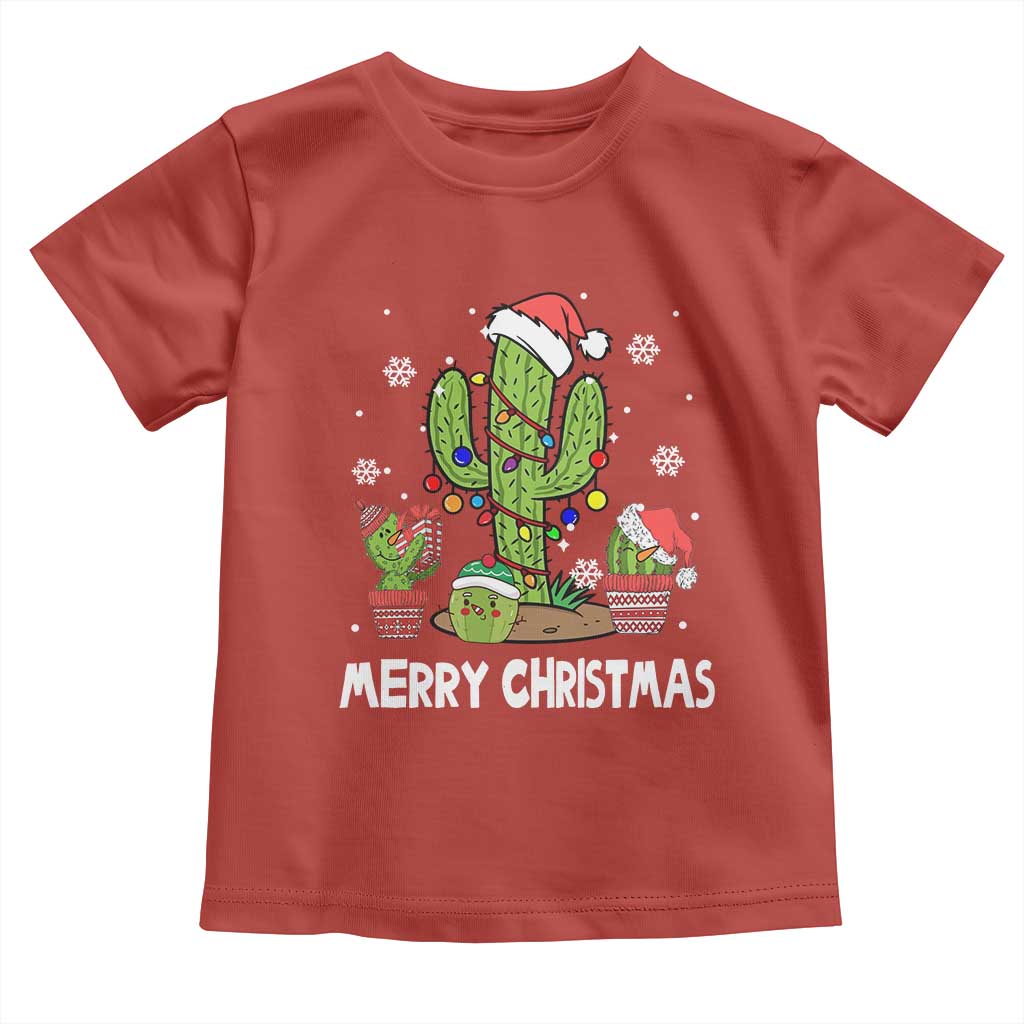 Merry Xmas In Arizona US State Funny Saguaro Cactus Christmas Tree Toddler T Shirt TS02 Red Print Your Wear