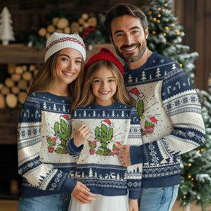Merry Xmas In Arizona US State Funny Saguaro Cactus Christmas Tree Ugly Christmas Sweater TS02 Navy Print Your Wear