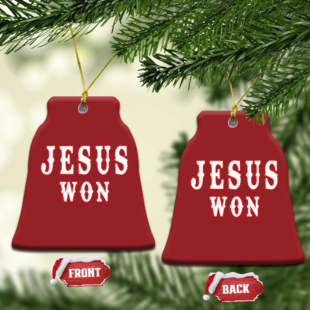 Jesus Won Christmas Ornament Christianity Religion TS02 Bell Flake Red Print Your Wear