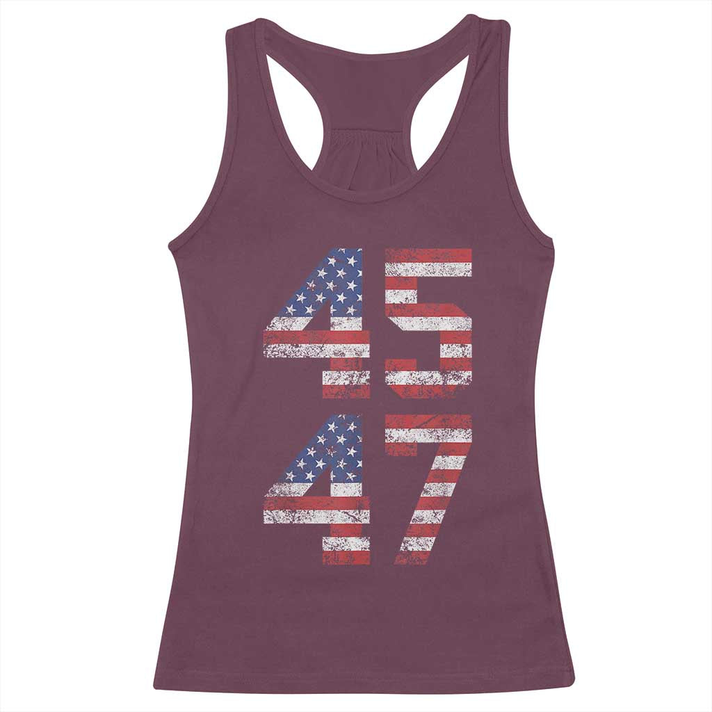 Trump 2024 Racerback Tank Top 45 47 President He Won Vintage American Flag TS02 Maroon Print Your Wear
