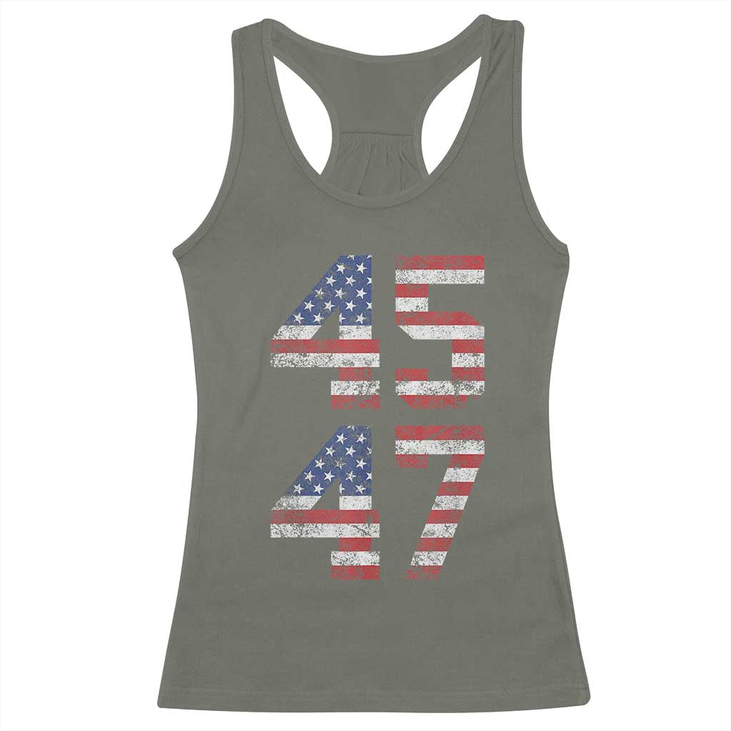 Trump 2024 Racerback Tank Top 45 47 President He Won Vintage American Flag TS02 Military Green Print Your Wear