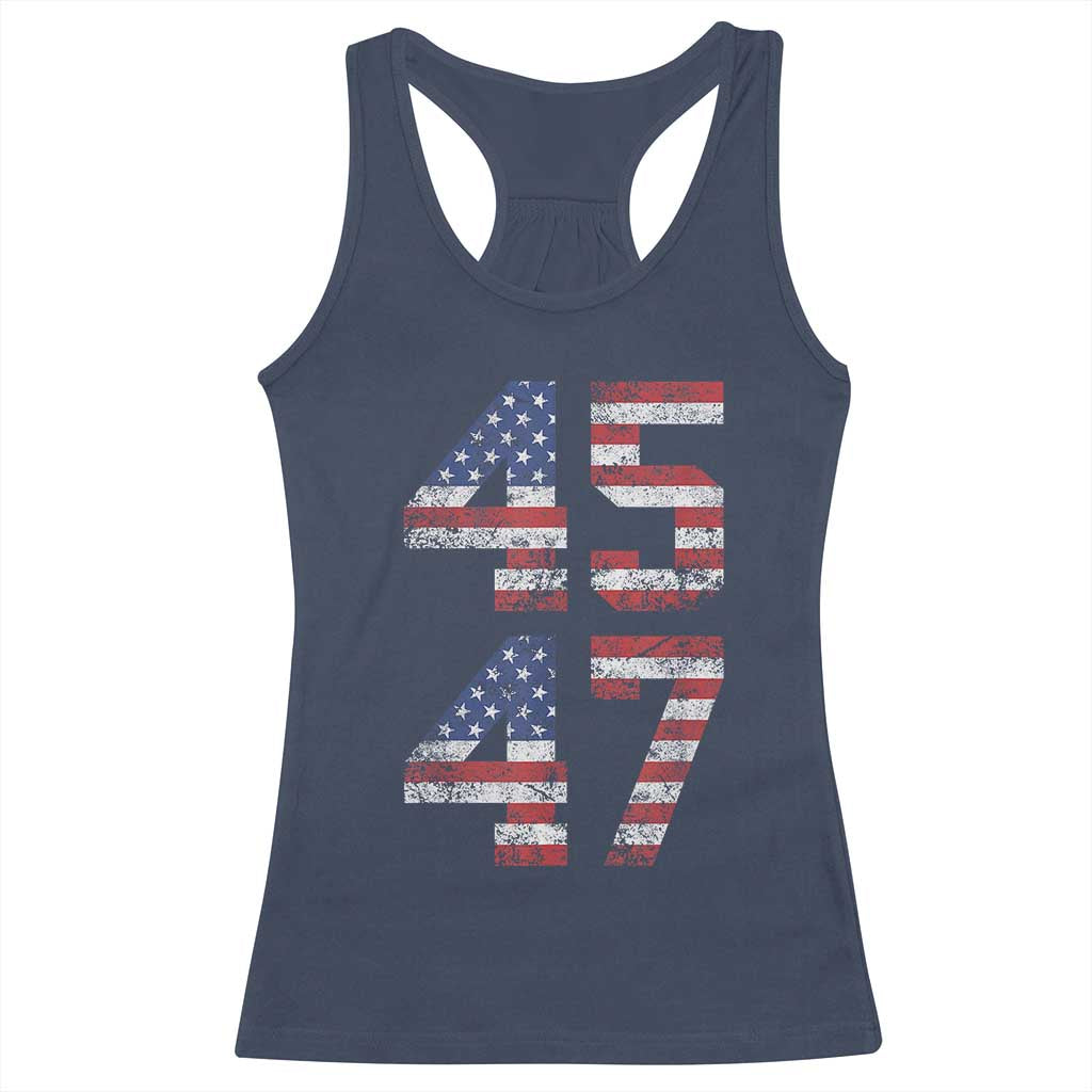 Trump 2024 Racerback Tank Top 45 47 President He Won Vintage American Flag TS02 Navy Print Your Wear