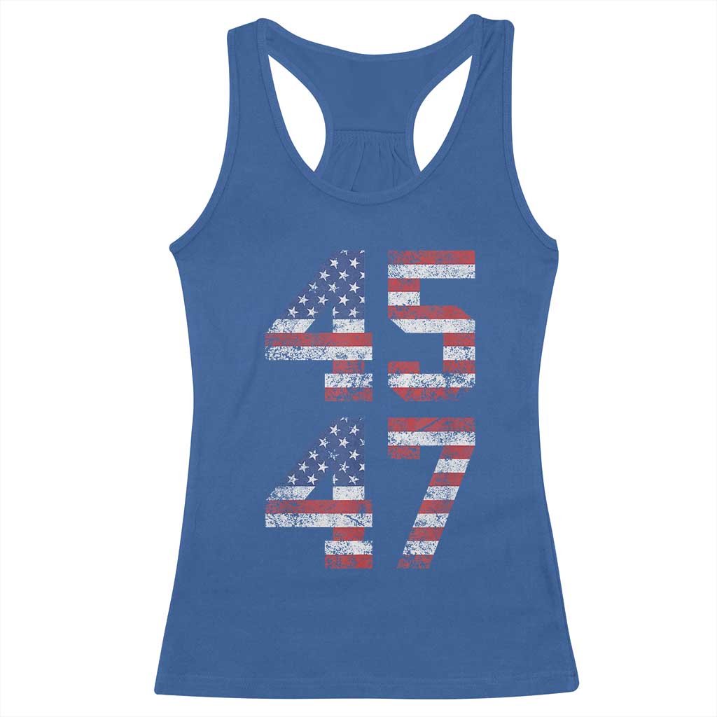 Trump 2024 Racerback Tank Top 45 47 President He Won Vintage American Flag TS02 Royal Blue Print Your Wear