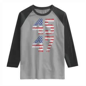 Trump 2024 Raglan Shirt 45 47 President He Won Vintage American Flag TS02 Sport Gray Black Print Your Wear