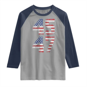 Trump 2024 Raglan Shirt 45 47 President He Won Vintage American Flag TS02 Sport Gray Navy Print Your Wear