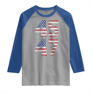 Trump 2024 Raglan Shirt 45 47 President He Won Vintage American Flag TS02 Sport Gray Royal Print Your Wear