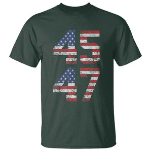 Trump 2024 T Shirt 45 47 President He Won Vintage American Flag TS02 Dark Forest Green Print Your Wear