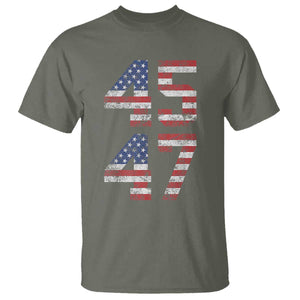 Trump 2024 T Shirt 45 47 President He Won Vintage American Flag TS02 Military Green Print Your Wear