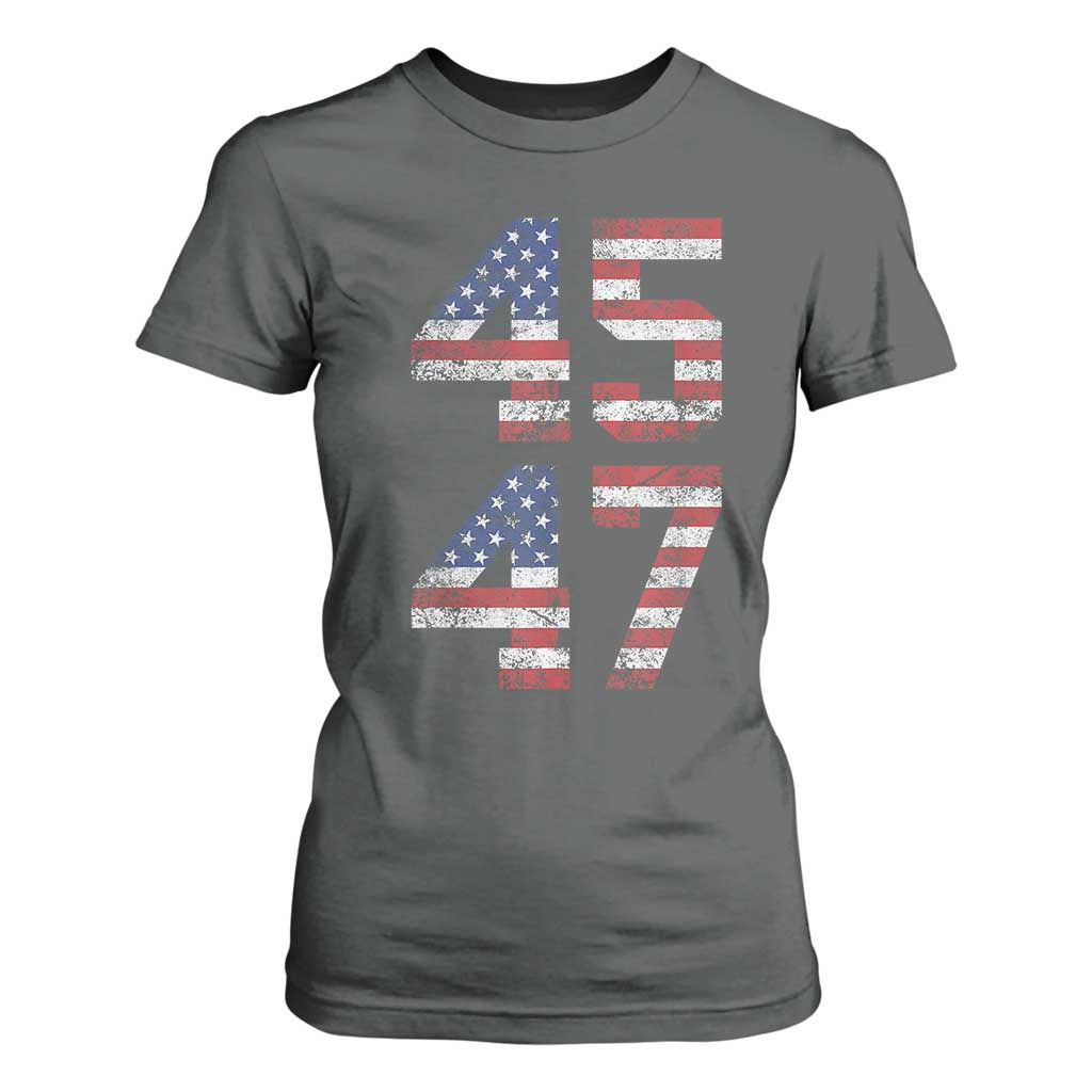 Trump 2024 T Shirt For Women 45 47 President He Won Vintage American Flag TS02 Dark Heather Print Your Wear