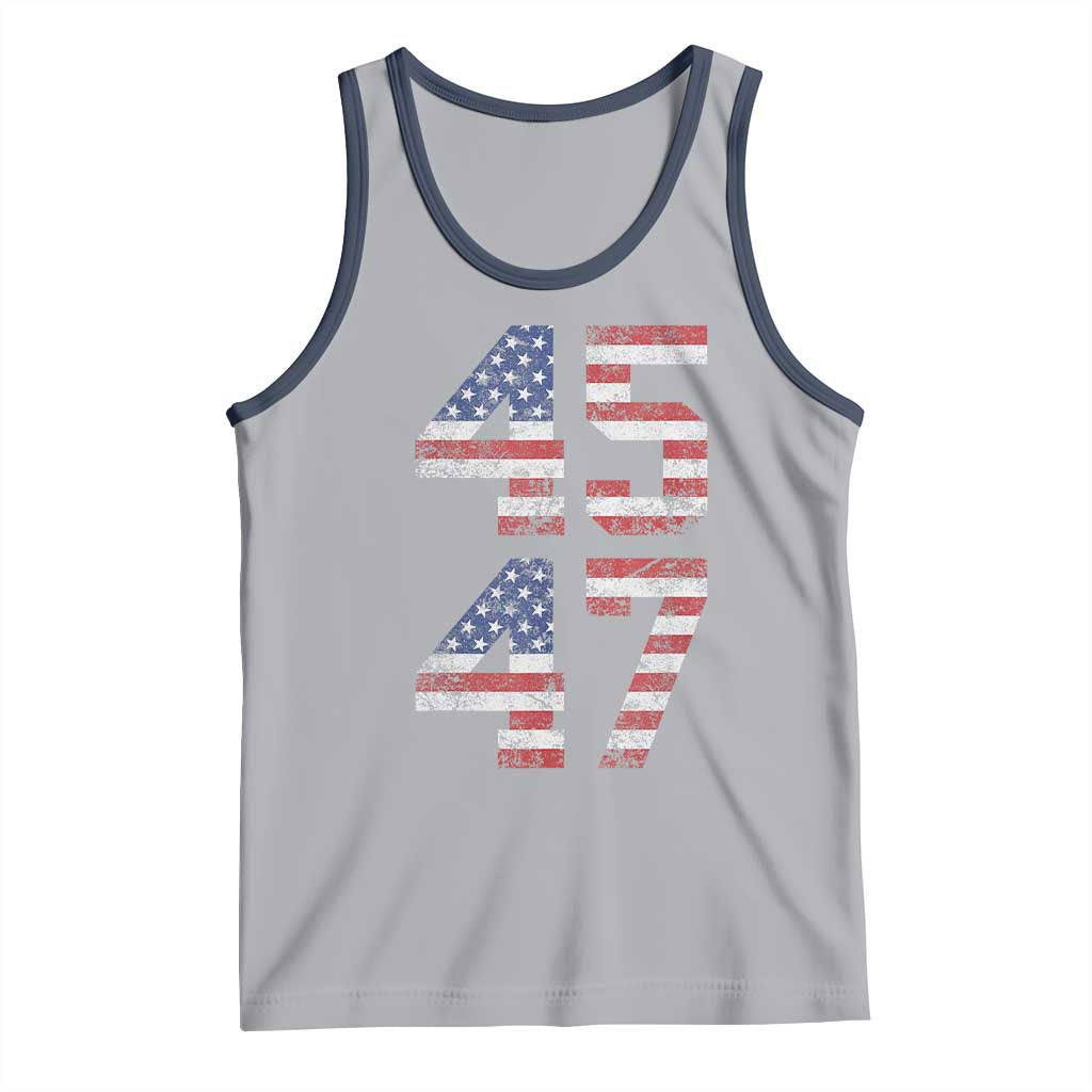 Trump 2024 Tank Top 45 47 President He Won Vintage American Flag TS02 Athletic Heather Navy Print Your Wear