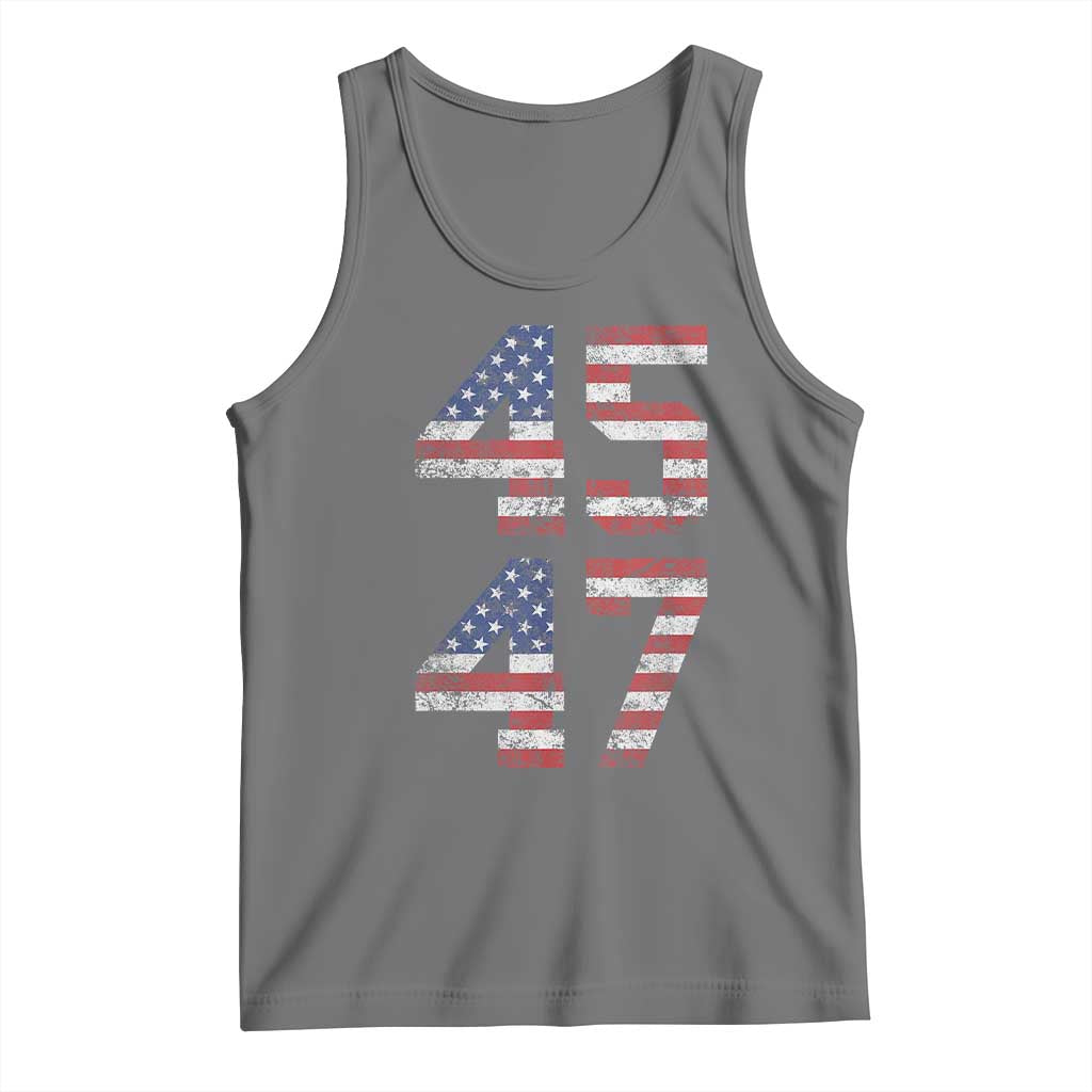 Trump 2024 Tank Top 45 47 President He Won Vintage American Flag TS02 Black Heather Print Your Wear