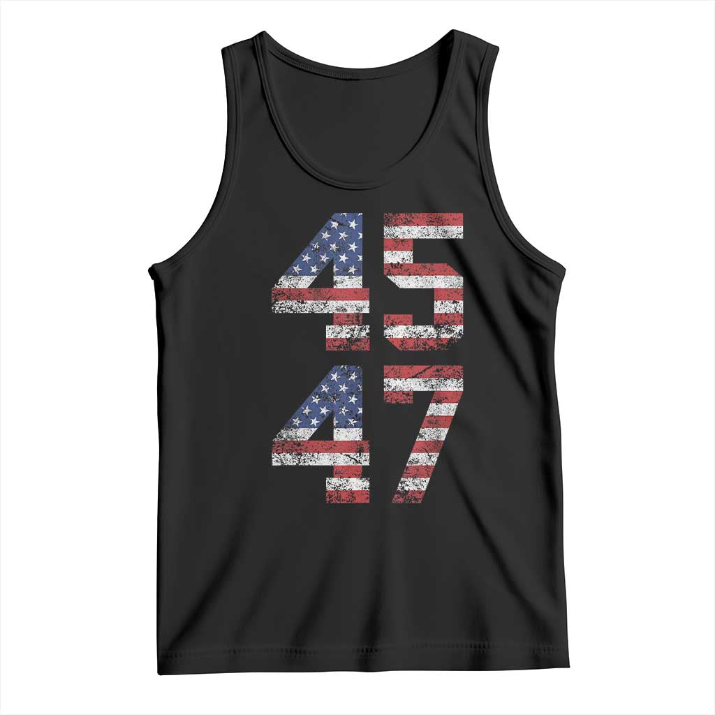 Trump 2024 Tank Top 45 47 President He Won Vintage American Flag TS02 Black Print Your Wear