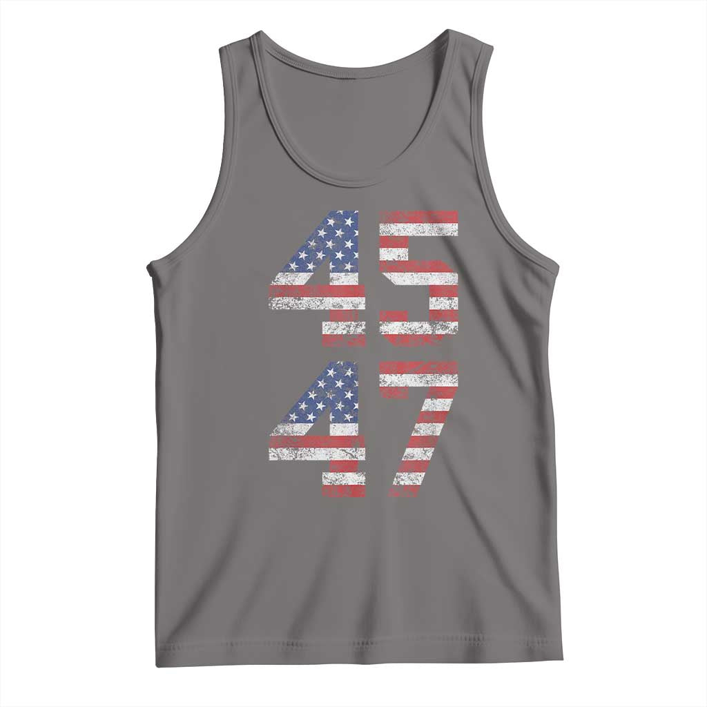 Trump 2024 Tank Top 45 47 President He Won Vintage American Flag TS02 Deep Heather Print Your Wear