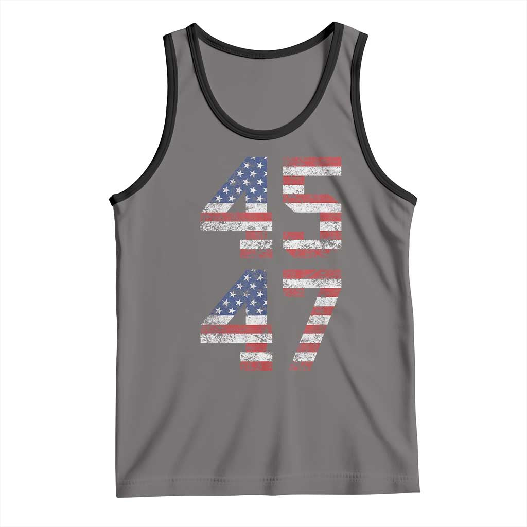 Trump 2024 Tank Top 45 47 President He Won Vintage American Flag TS02 Deep Heather Black Print Your Wear