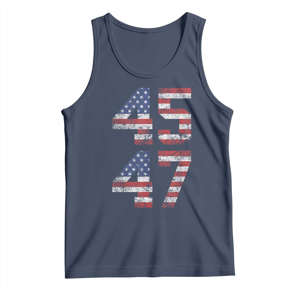 Trump 2024 Tank Top 45 47 President He Won Vintage American Flag TS02 Navy Print Your Wear