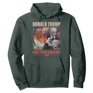 Trump 2024 Hoodie He Won For President 45 47 American Flag TS02 Dark Forest Green Print Your Wear