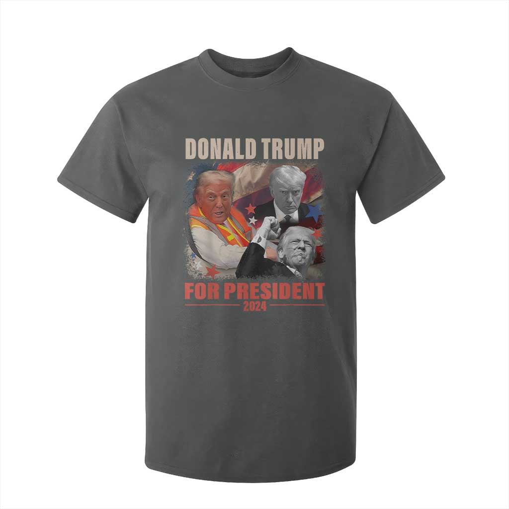 Trump 2024 T Shirt For Kid He Won For President 45 47 American Flag TS02 Dark Heather Print Your Wear