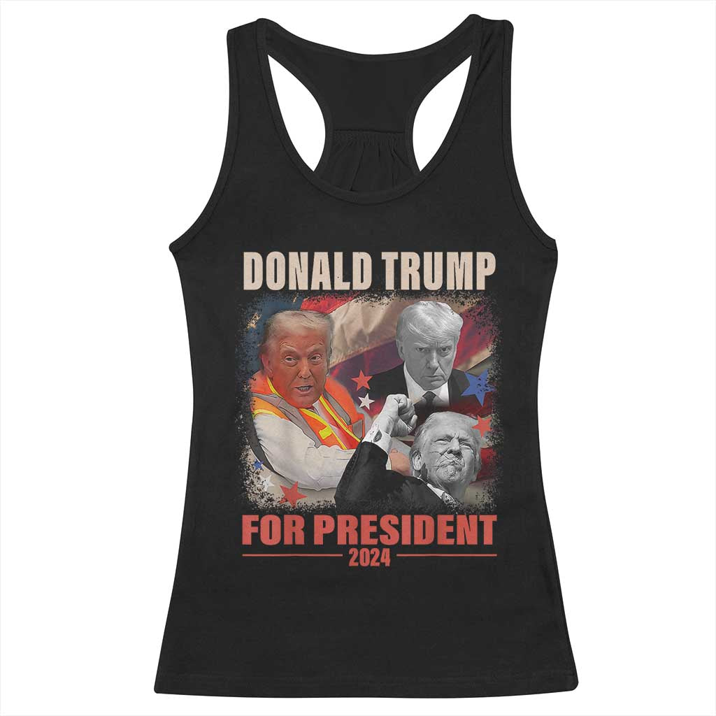 Trump 2024 Racerback Tank Top He Won For President 45 47 American Flag TS02 Black Print Your Wear