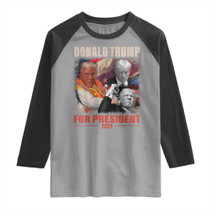 Trump 2024 Raglan Shirt He Won For President 45 47 American Flag TS02 Sport Gray Black Print Your Wear