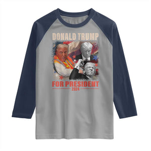 Trump 2024 Raglan Shirt He Won For President 45 47 American Flag TS02 Sport Gray Navy Print Your Wear