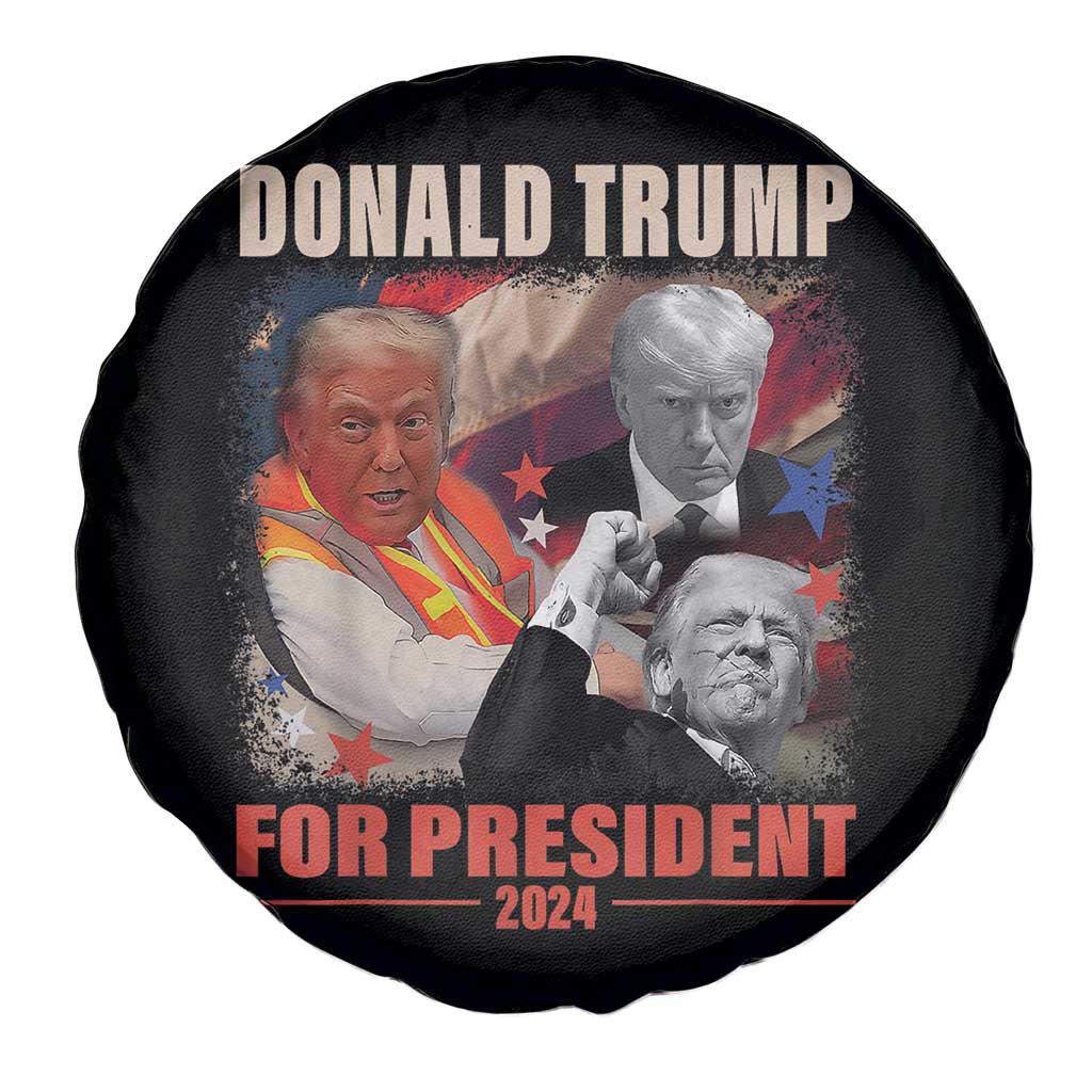 Trump 2024 Spare Tire Cover He Won For President 45 47 American Flag TS02 Print Your Wear