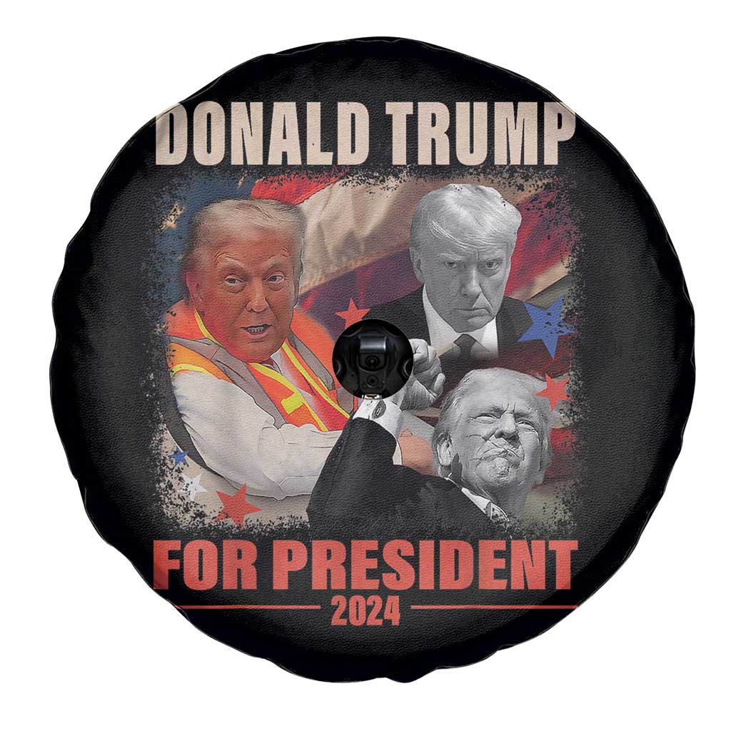 Trump 2024 Spare Tire Cover He Won For President 45 47 American Flag TS02 Print Your Wear