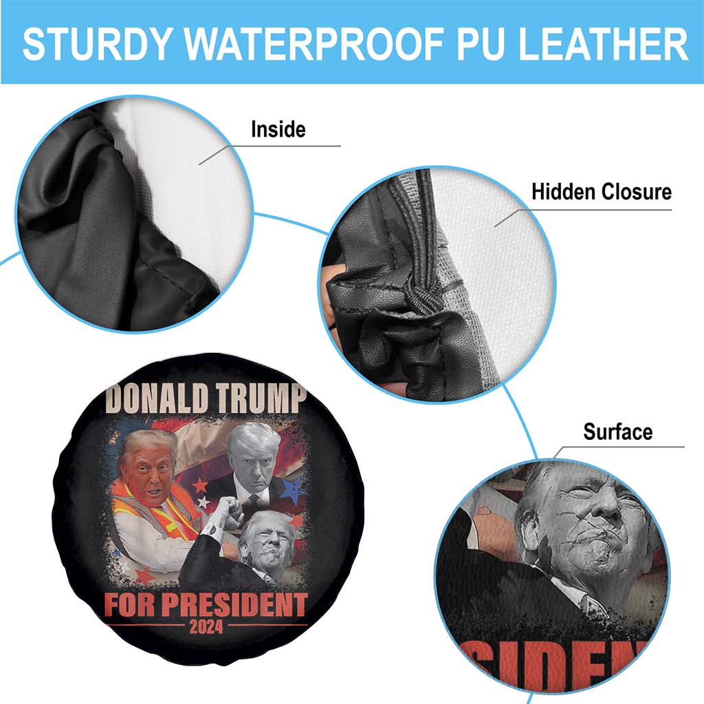 Trump 2024 Spare Tire Cover He Won For President 45 47 American Flag TS02 Print Your Wear