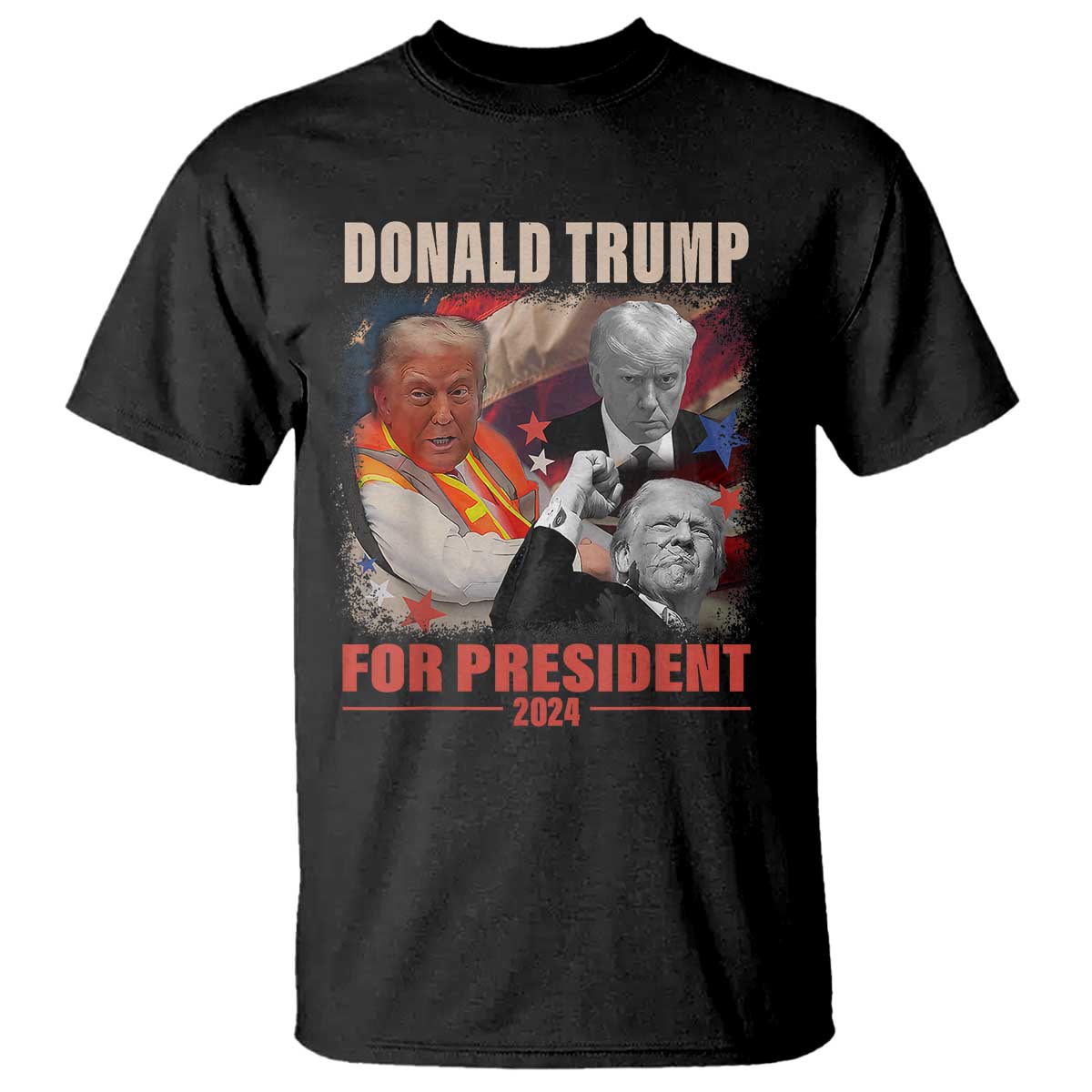 Trump 2024 T Shirt He Won For President 45 47 American Flag TS02 Black Print Your Wear