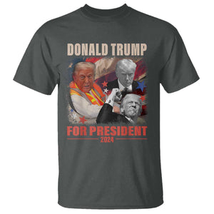 Trump 2024 T Shirt He Won For President 45 47 American Flag TS02 Dark Heather Print Your Wear