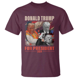 Trump 2024 T Shirt He Won For President 45 47 American Flag TS02 Maroon Print Your Wear