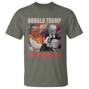 Trump 2024 T Shirt He Won For President 45 47 American Flag TS02 Military Green Print Your Wear