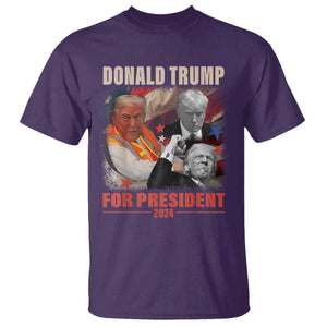 Trump 2024 T Shirt He Won For President 45 47 American Flag TS02 Purple Print Your Wear