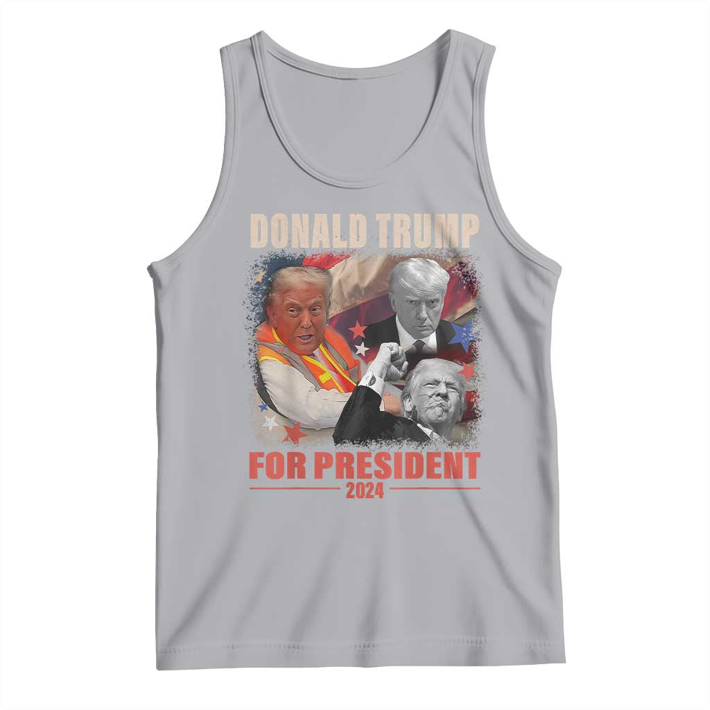 Trump 2024 Tank Top He Won For President 45 47 American Flag TS02 Athletic Heather Print Your Wear