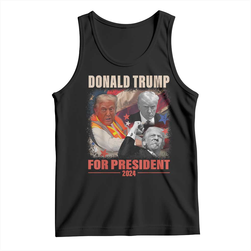 Trump 2024 Tank Top He Won For President 45 47 American Flag TS02 Black Print Your Wear