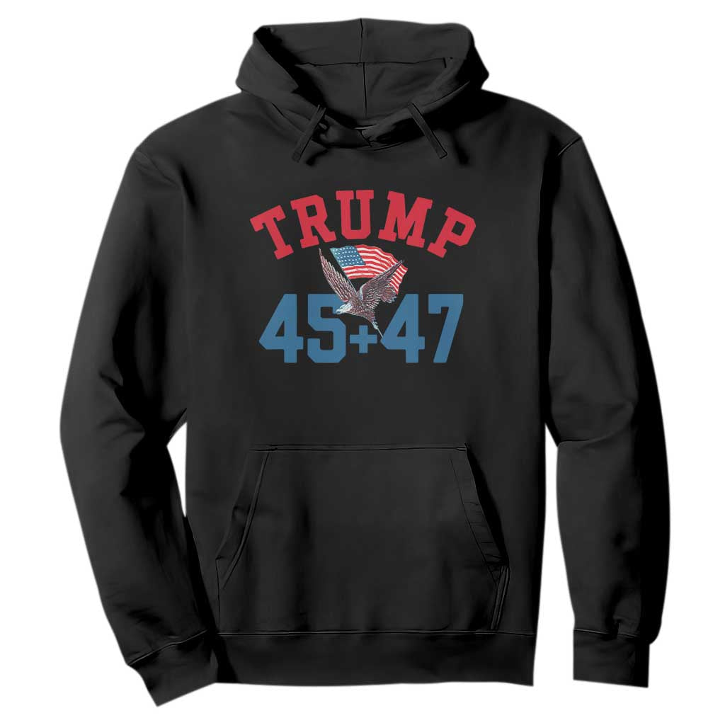 Trump 2024 Hoodie Patriotic 45 47 He Won American Flag Eagle TS02 Black Print Your Wear