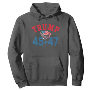 Trump 2024 Hoodie Patriotic 45 47 He Won American Flag Eagle TS02 Dark Heather Print Your Wear