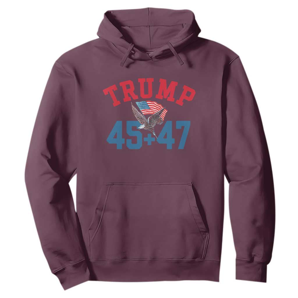 Trump 2024 Hoodie Patriotic 45 47 He Won American Flag Eagle TS02 Maroon Print Your Wear