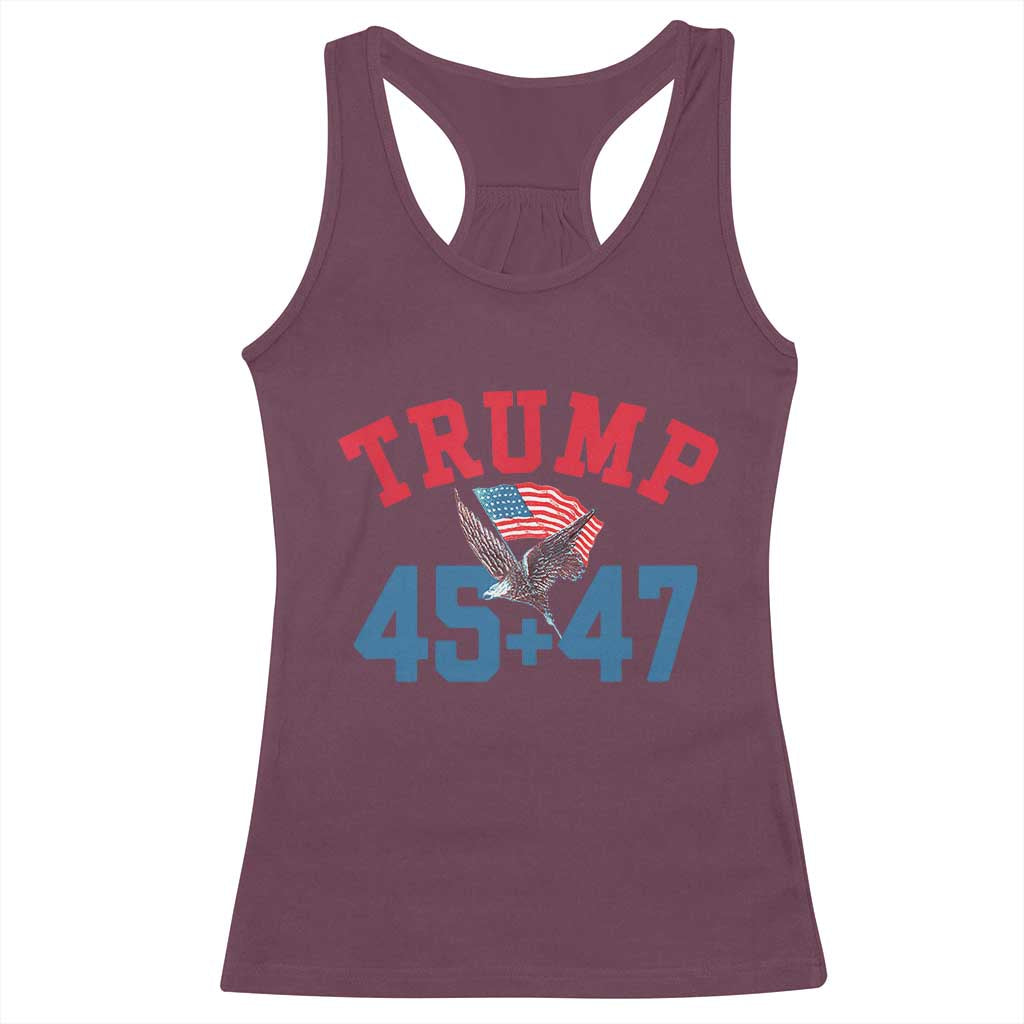 Trump 2024 Racerback Tank Top Patriotic 45 47 He Won American Flag Eagle TS02 Maroon Print Your Wear