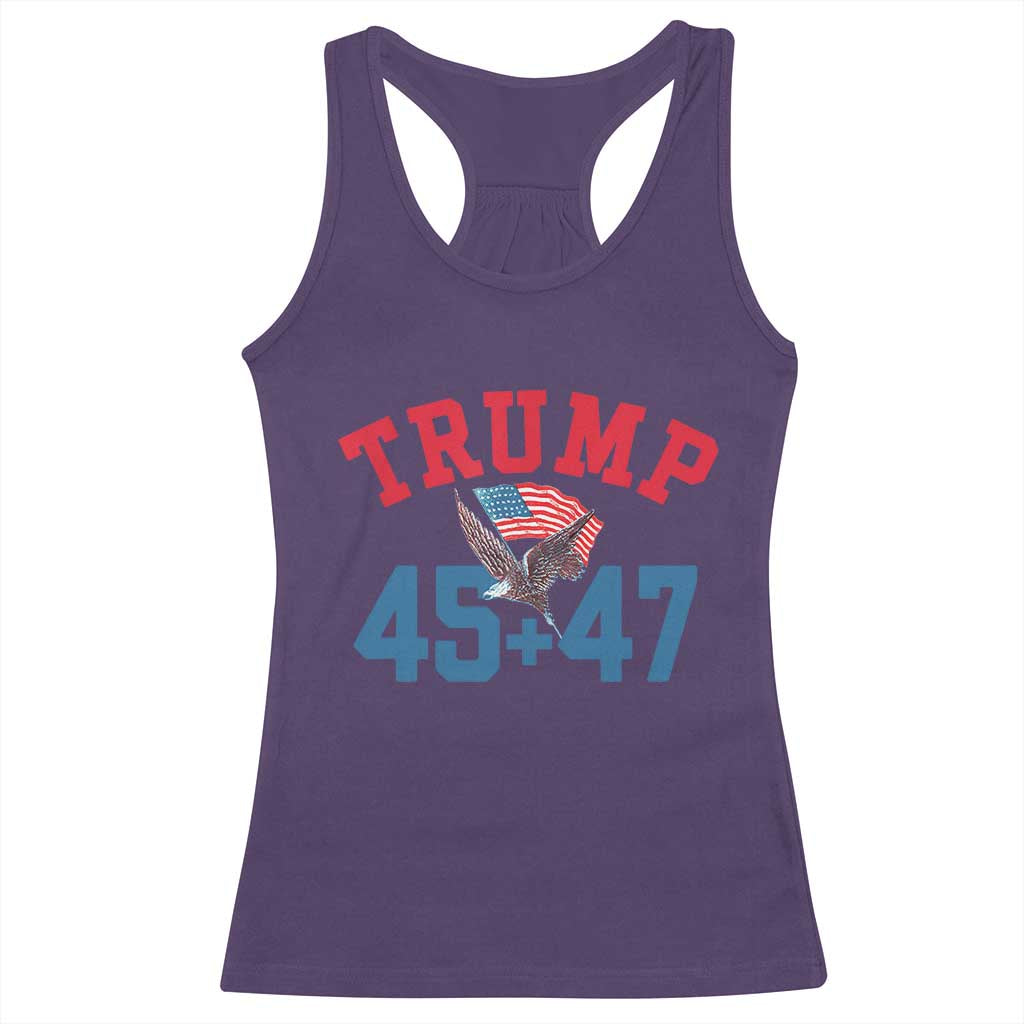 Trump 2024 Racerback Tank Top Patriotic 45 47 He Won American Flag Eagle TS02 Purple Print Your Wear