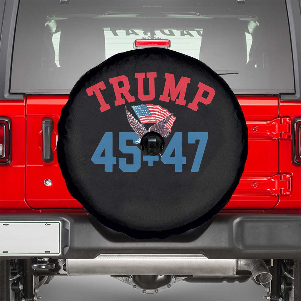 Trump 2024 Spare Tire Cover Patriotic 45 47 He Won American Flag Eagle TS02 Black Print Your Wear
