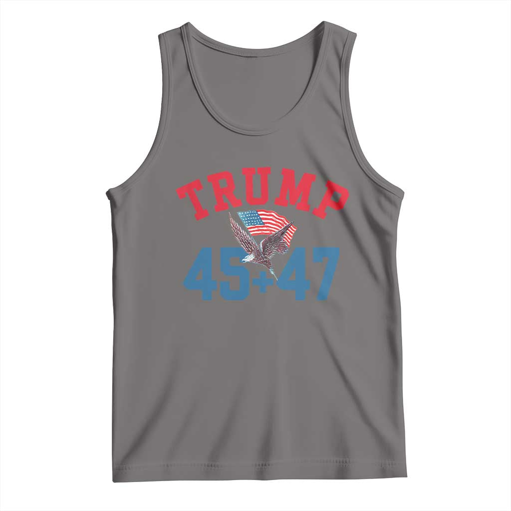 Trump 2024 Tank Top Patriotic 45 47 He Won American Flag Eagle TS02 Deep Heather Print Your Wear