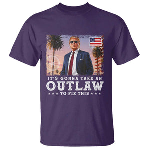 Trump 2024 T Shirt It's Gonna Take An Outlaw To Fix This TS02 Purple Print Your Wear