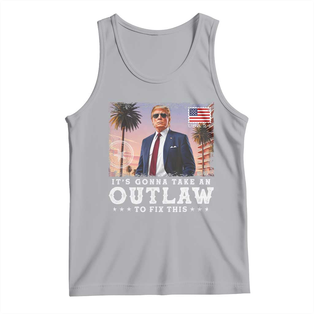 Trump 2024 Tank Top It's Gonna Take An Outlaw To Fix This TS02 Athletic Heather Print Your Wear