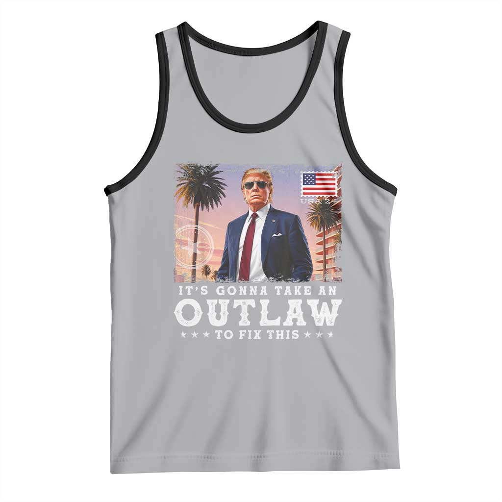 Trump 2024 Tank Top It's Gonna Take An Outlaw To Fix This TS02 Athletic Heather Black Print Your Wear