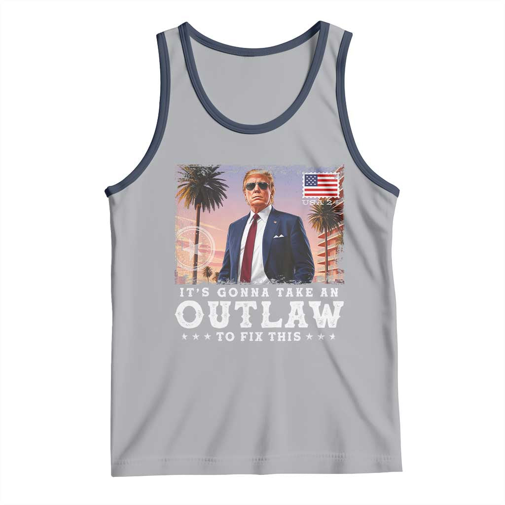 Trump 2024 Tank Top It's Gonna Take An Outlaw To Fix This TS02 Athletic Heather Navy Print Your Wear