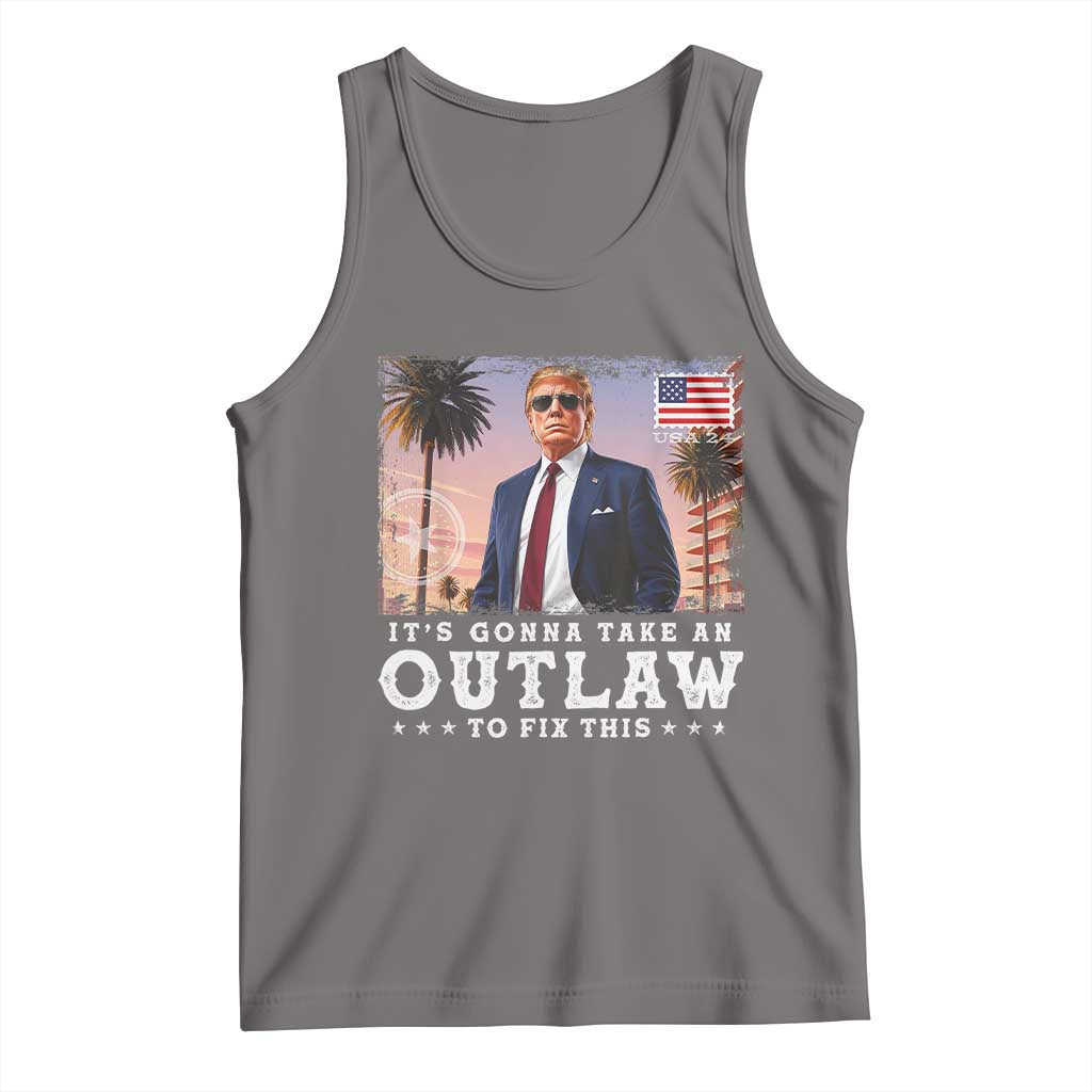 Trump 2024 Tank Top It's Gonna Take An Outlaw To Fix This TS02 Deep Heather Print Your Wear