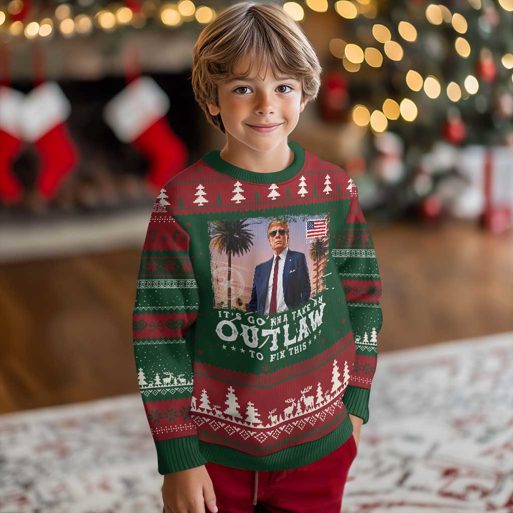 Trump 2024 Ugly Christmas Sweater It's Gonna Take An Outlaw To Fix This TS02 Christmas Print Your Wear