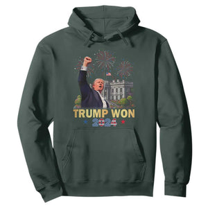 Trump 2024 Hoodie He Won 47th President Of White House TS02 Dark Forest Green Print Your Wear