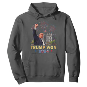 Trump 2024 Hoodie He Won 47th President Of White House TS02 Dark Heather Print Your Wear